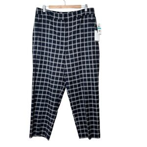 NWT 1. State Veridian Blooms Pant - Black White Plaid